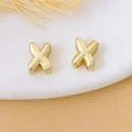 DIY jewelry charm 18K gold plated minimalist metal X shaped bead accessory - Gold Letter X