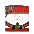 Christmas chair cover featuring Santa Claus design with red and green plaid patterns - Santa Claus