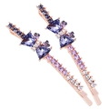Pair of rose gold bow hair clips with purple and pink crystal diamond embellishments - Pair Clip / 170 Purple