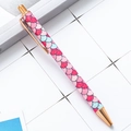 Rose gold metal ballpoint pen with pink fish scale texture sequins and rose gold clips - Peach Fish Pattern (Rose Gold Parts)