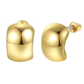 Minimalist gold teardrop stud earrings with a polished abstract fluid design - Gold Irregular Arc