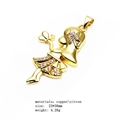 Gold plated copper girl pendant necklace with micro-set zircon stones in 23x38mm size - Little Girl / Pendant Only (No Chain)