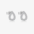 Boucles d'oreilles gouttes en argent S925 avec zircons blancs et finition platine - Argent 925 / Platine