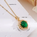 Vintage emerald pendant necklace with pearls and gold chain on white stone - Gem 932-Pearl Oval
