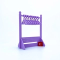 Violetter Mini-Kleiderbügelständer aus Acryl für Schmuck mit acht kleinen Haken - Dunkelviolett