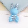 Charm a forma di coniglio blu in lega con strass per cover cellulari e scarpe DIY - Coniglio Blu Chiaro