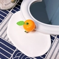 Realistic orange fruit hair clip with green leaf on a golden metal duckbill hair clip - Sugar Orange