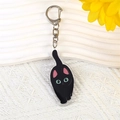 Cute black cartoon cat acrylic keychain with green eyes and silver swivel clasp hook - Style 9 Little Black Cat [B264]