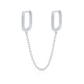 S925 Sterling Silber U-Form Doppel-Ohrring mit Kette und Zirkonia Quasten Design - Weißgold