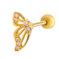 Golden butterfly cartilage stud earring with cubic zirconia and screw ball back - 089-1# Butterfly Style (Right) / Gold