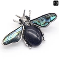 Exquisite bee brooch with dark blue galaxy sandstone and iridescent shell wings - Blue Sand Stone (Synthetic)