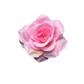 Single realistic pink artificial fabric rose hair clip for weddings on white background - 8cm #2 Pink