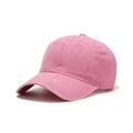 Pink washed cotton baseball cap with vintage distressed finish and adjustable back strap - Adjustable / Washed Pink