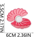 Marine-Stickerei Aufnäher rosa Muschel Perle 6x5,5cm für Kleidung Dekoration - Rosa Perlenmuschel