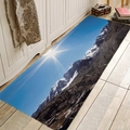 Absorbent flannel floor mat featuring a snow mountain sunburst landscape pattern - 40x60cm / Snow Mountain Sun (Style 2)