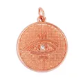 Rose gold round Evil Eye charm featuring a central cubic zirconia and micro-beaded texture - Rose Gold Frosted Eye Style (K085181K2-R Gold)