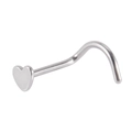 Piercing de nariz de corazón en acero plateado con barra en L para mujer - Forma en S / Color Acero