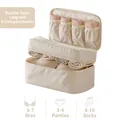 Beige double-layer travel organizer for 7 bras and 10 socks with 8 compartments - 8-Compartment Double Layer / Beige