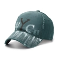 Distressed dark green NYC graffiti baseball cap with vintage worn-out details - One Size(Adjustable) / Malachite green