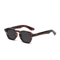 Classic tortoise shell round frame sunglasses with dark lenses and silver dot details - Black Tortoise Frame Grey Lens C2