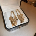 Golden U-shaped cluster sequin tassel earrings in high-quality gold plating finish - Gold Sequin Tassel Style (10#)