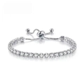 Bracciale tennis regolabile in argento con zirconi tondi da 4mm e chiusura a scorrimento - Zircone Bianco - Argento