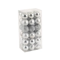 Silver 4cm Christmas ball set with glitter, matte, and mirror finishes in storage box - 4cm 36Pcs / Silver