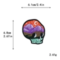 Skull embroidery patch with purple mountain and starry sky design for DIY clothing - 10638-Starry Mountain Skull