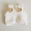 Weiße Cord-Puppenhose mit handgefertigten Holzknöpfen für 17 cm Plüschfiguren - Geeignet für 17cm Anhängerpuppen / Weiße Knopflatzhose / Weiß
