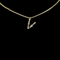 Gold-plated letter U pendant necklace with colorful cubic zirconia insets - Letter V / Gold