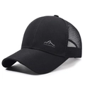 Schwarze Herren-Baseballkappe mit atmungsaktivem Mesh und aufgedrucktem Berglogo - Verstellbar / Schwarz
