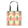 Sac shopping pliable en toile avec imprimé ananas et motif losanges rose et jaune - Treillis de Blocs de Couleurs d'Ananas