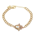 Hamsa-Hand und Evil Eye vergoldetes Kettenarmband mit bunten Zirkonsteinen - Hamsa-Hand-Anhänger / Gold-Mehrfarbiger Zirkonia