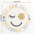 Detail view of a 12cm rainbow suncatcher window cling with colorful smiling face design - RPS122: Wink Smiley Together