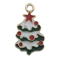 Christmas tree alloy pendant with green and red enamel finish for DIY jewelry making - KC Gold Christmas Tree (17x30mm)