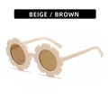 Cute sunflower shaped kids sunglasses in beige plastic frame with brown lenses - Matte Milky White Frame Brown Lens