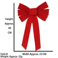 Red velvet Christmas bow variant B, size 40x25cm, for festive holiday decorations - Style B: 25cm*40cm