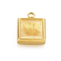 Minimalist square stainless steel gemstone pendant base in gold finish with connecting ring - Gold Color (KLJ4020-Z)