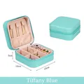 Portable Tiffany Blue square jewelry box with zipper, 10x10x5cm travel jewelry case - 10*10*5cm / Teal Blue