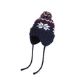 Winterstrickmütze für Babys in Marineblau mit Schneeflockenmuster und Bommel - Marineblau