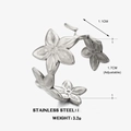 Anello regolabile in acciaio inossidabile a forma di fiore con dettaglio da 1,1 cm - Argento