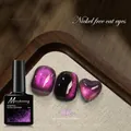 Nickel-free purple cat eye nail polish with fine shimmer effect on almond and heart shapes - Nickel-free Cat Eye 02 (No Heavy Metals)