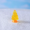 Luminous yellow resin mini Christmas tree miniature with base for DIY winter snow scene - Yellow