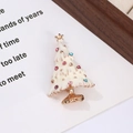 Detail of Christmas tree brooch with colorful rhinestones on a high-quality gold base - Style 17 (5.3*3.3cm)