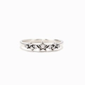Anello minimalista in argento sterling S925 con design a stella scintillante - Taglia US 7 / Oro Bianco