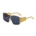 Gafas de sol steampunk extragrandes con montura de metal dorado y lentes gris oscuro chic - Marco Oro Mate Gris
