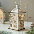21cm houten kerstlantaarn met rendier laser-uitsparingen en warme sfeerverlichting - Kersthut B (21cm)