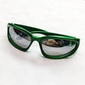 Futuristic sports sunglasses with metallic green frame and silver mirrored lenses - Dark Green Frame Silver Mirror