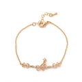 14K gold plated butterfly flower bracelet with pink zircon and white crystals - Gold 3 Butterfly Bracelet