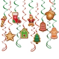 Decoraciones navideñas colgantes con hombres de jengibre y espirales para fiestas - 13 piezas Decoraciones de Remolino de Hombre de Jengibre